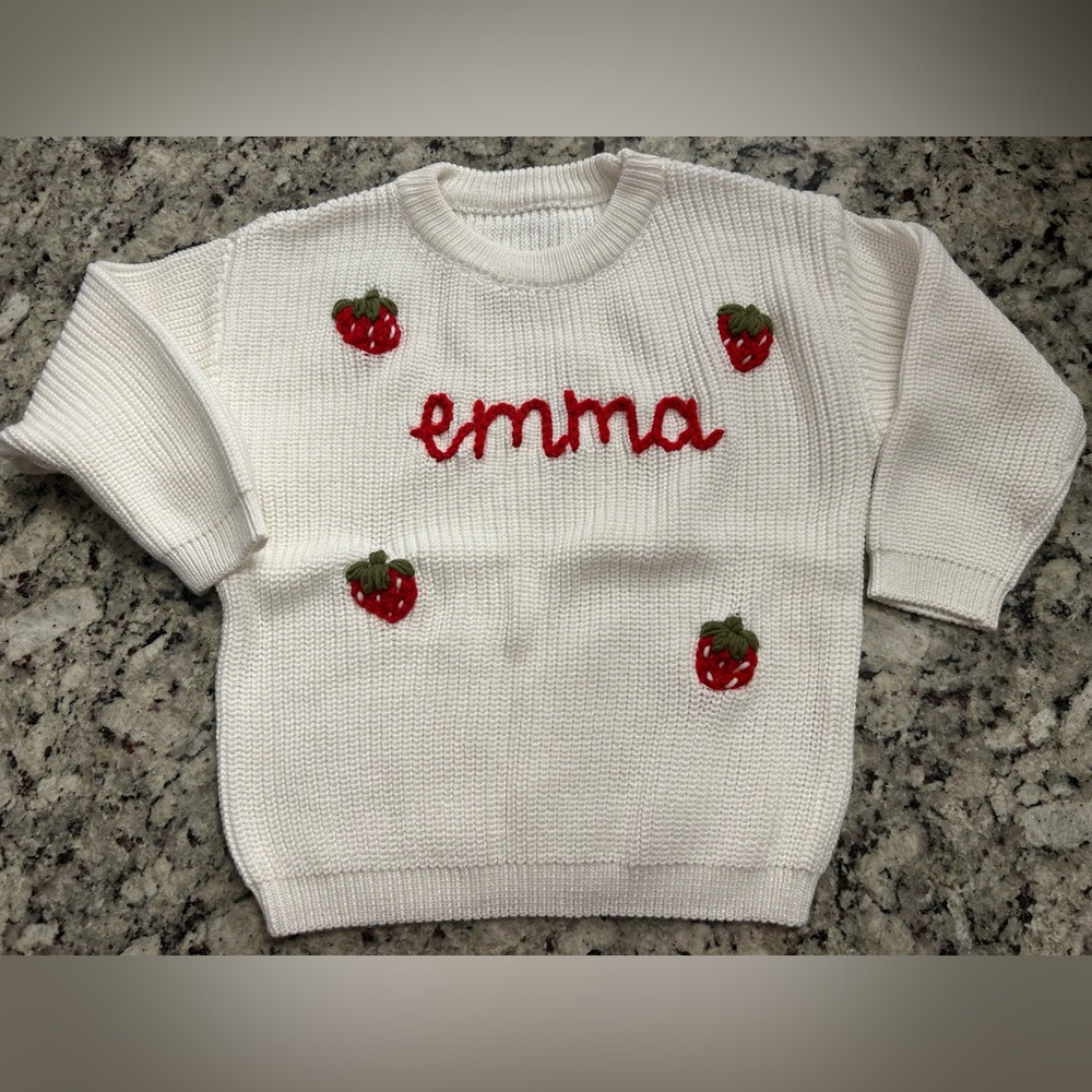 Hand Stitched Emma Strawberry Sweater